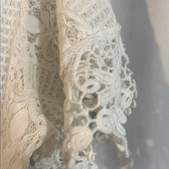 Yolly Italy White Lace Crochet Jumpsuit OS Wide Leg V-Neck - Picture 11 of 14